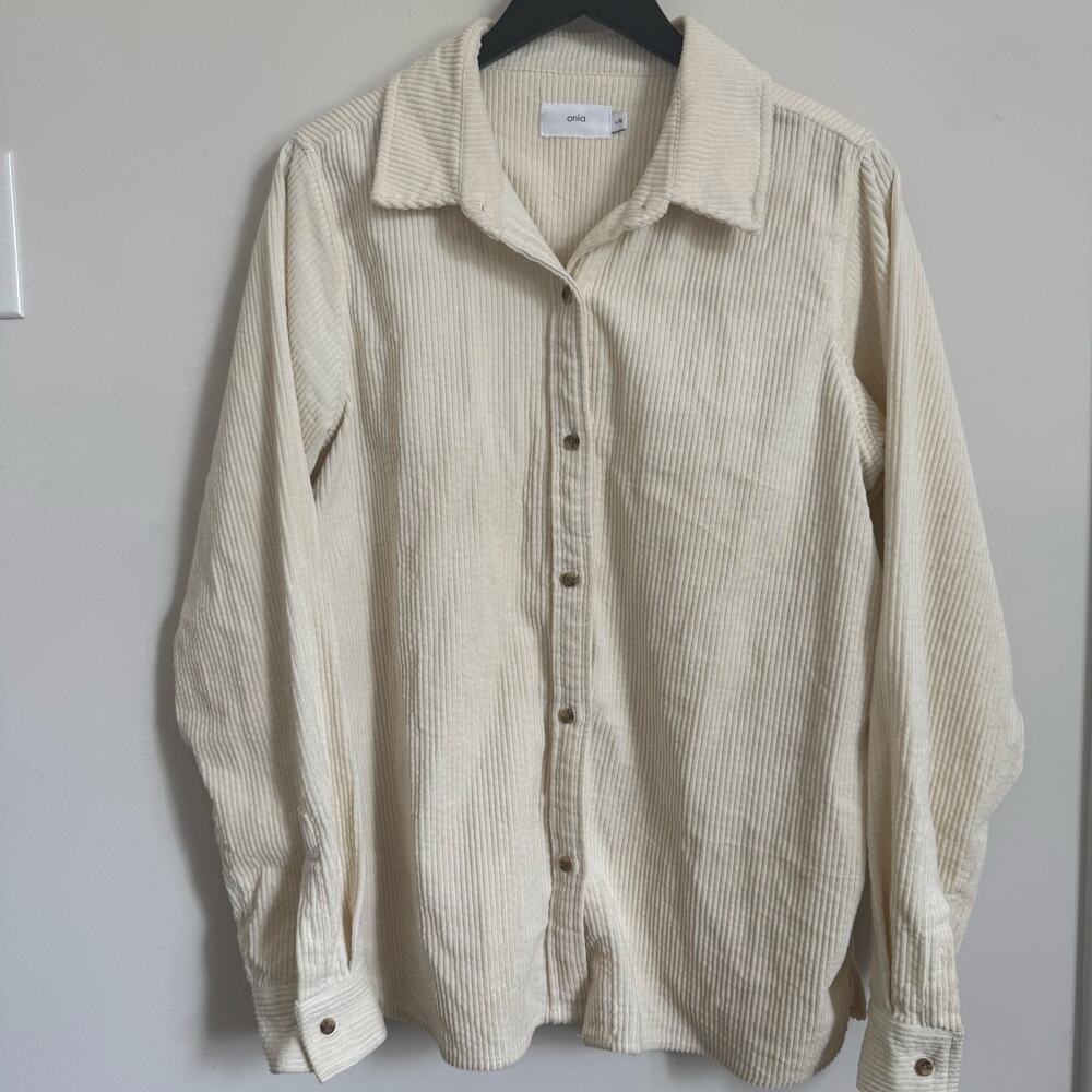 Onia Jumbo Corduroy Womens large Overshirts %100 cotton cream button up